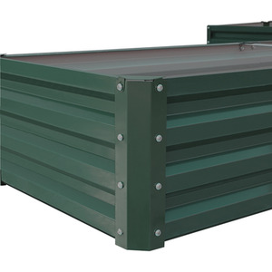 L-Shaped Galvanized Steel Raised Garden Bed - Dark Green by Livingandhome