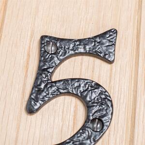 Number 5 Rustic Iron Numeral Black - Black by Hammer and Tongs