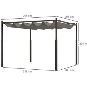 Outsunny 3 x 3(m) Outdoor Pergola with Retractable Roof - Grey by Outsunny