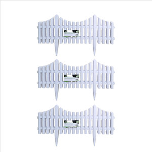 4 Piece Set Wood Effect Picket Fence Garden Edging - White / 3 by Samuel Alexander