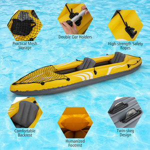 2-Person Inflatable Kayak Set - Yellow by Costway