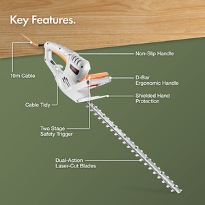 550W Electric Hedge Trimmer - Grey by VonHaus