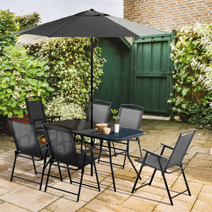 Outsunny 8 Pieces Garden Furniture Set with Parasol Folding Chairs by Outsunny