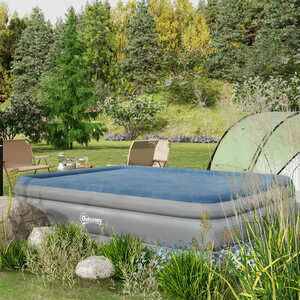 Outsunny Inflatable Queen Air Bed with Electric Pump - Blue by Outsunny