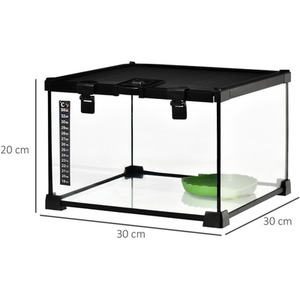 PawHut Reptile Glass Terrarium Reptile Breeding Tank - Black / 20cm by PawHut