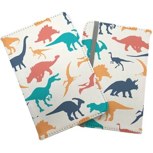 Multicoloured Dinosaurs Passport Cover - Blue by Warren Reed - Designer