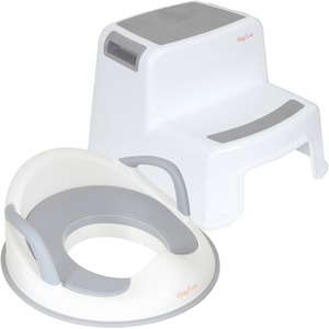 Toilet Training Seat With handles and Double Step Stool Bundle - White by Babycurls