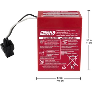 Power Wheels 6 Volt Red Rechargeable Replacement Battery - Multicolour by Power Wheels