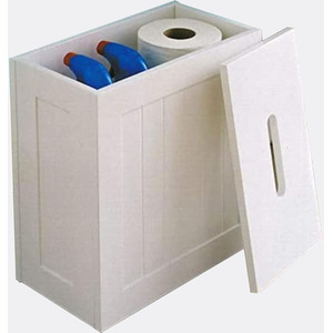 White Bathroom Storage Unit Toilet Cleaning Tidy Box - White by DEENZ
