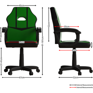 Comet Racing Gaming Chair - Green by Vida Designs