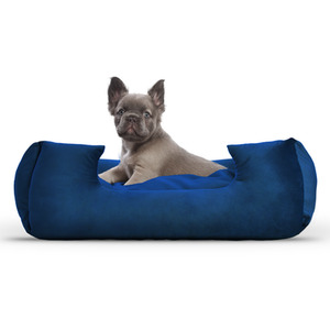 Medium Navy Plush Velvet Dog Bed - Navy Blue by FABRICNCO