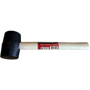 16oz Rubber Mallet Hammer with Hard Wooden Handle Shaft - Black by Blackspur