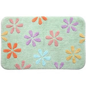 Pastel Floral Multi Coloured Non Slip Bath Mat - Green by Homescapes
