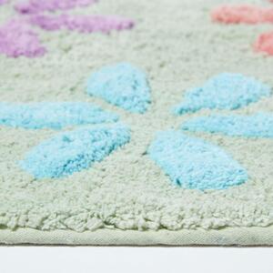 Pastel Floral Multi Coloured Non Slip Bath Mat - Green by Homescapes