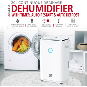 Dehumidifier with Digital Control Panel - White / 14.5kg by NETTA