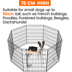 8 Panel Foldable Dog Playpen - Black / 76cm by Yaheetech