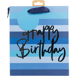 Pack of 4 Navy Birthday Medium Gift Bags - Navy
