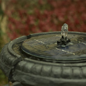 Windsor 2-Tier Solar Bird Bath Water Feature with Lights - Grey by Primrose