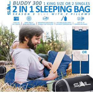 Buddy' 250gsm Double Sleeping Bag - Blue by SAIL