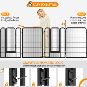Heavy Duty 8 Panel Dog Playpen for Outdoor Indoor - Black / 100cm by Yaheetech