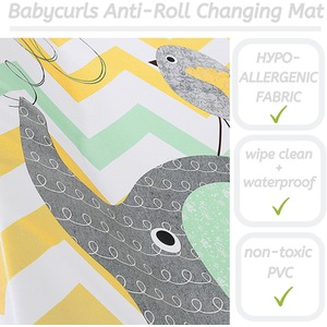 Anti-Roll Wedge Baby Changing Mat - Elephant Chevron / Elephant Chevron With Green by Babycurls