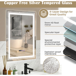 Bathroom LED Vanity Mirror - Silver by Costway
