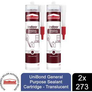 UniBond General Purpose Weatherproof Sealant Cartridge Translucent 273g - Buy 2 by UniBond