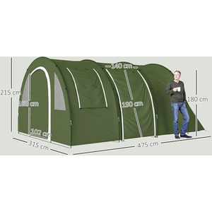 Outsunny 5-6 Man Camping Tent with Two Room and Carry Bag by Outsunny