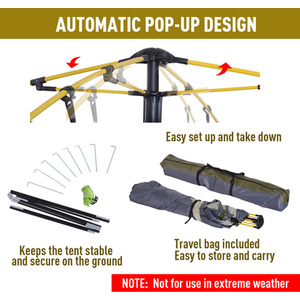 Outsunny Five Man Pop Up Tent - Army Green by Outsunny