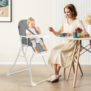 Foldable High Chair Compact Highchair - Grey by Costway