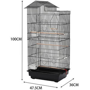 Deluxe Metal Bird Cage with Tray and Handle - Black by Livingandhome