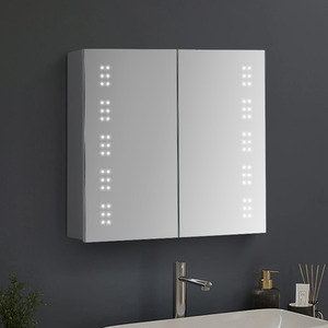 Bathroom 2-bank Dotted Lighted Mirror Cabinet - Silver by Livingandhome