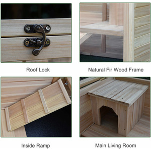 PawHut Wooden Pet Hutch Small Animal Cage - Natural by PawHut