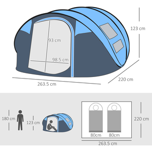 Outsunny 4-5 Adult Pop-up Tent - Sky Blue by Outsunny
