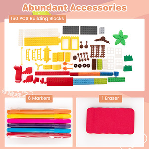 2-in-1 Kids Art Table Easel - Blue by Costway