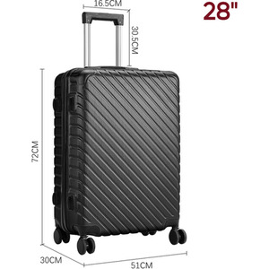 28'' Lightweight Hardshell Suitcase with 4 Wheels - Black by Livingandhome