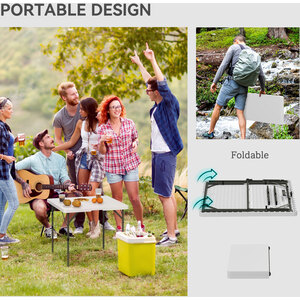 Outsunny 3ft Folding Camping Table - White by Outsunny