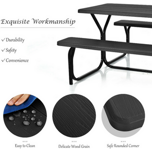 Picnic Table Bench Set - Black by Costway