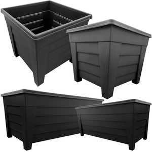 Black Set Of 2 Grosvenor Troughs and 2 Grosvenor Planters - Black by STORM TRADING GROUP