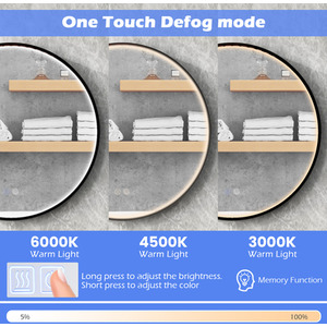 Round Bathroom Mirror - Black by Costway