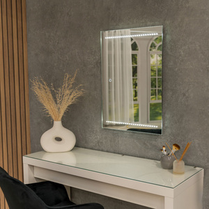 IP44 Bathroom Mirror Integrated LED Strip Touch Control and Demister Pad - Silver by ValueLights