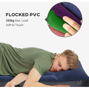 Outsunny Inflatable Queen Air Bed with Electric Pump and Integrated Pillow - Blue by Outsunny