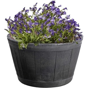 Large Oak Effect Barrel Planter Pot - Black / 1 by SK7
