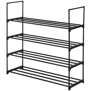 4 Tier Shoe Rack Metal Shoe Stand - Black by B Living