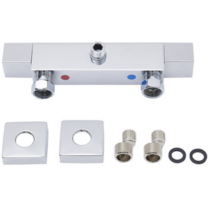 Square Thermostatic Shower Mixer Temperature Control Valve - Silver by Livingandhome