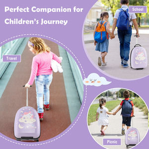 16'' Kids Carry-On Luggage-Purple - Purple by Costway