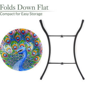 Peacock Glass Bird Bath - Blue by Christow