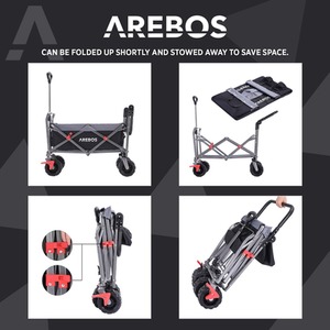 Hand Cart with Telescopic Push Bar - Foldable - Black by AREBOS