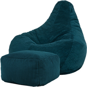 icon Dalton Gaming Bean Bag Chair and Footstool, Corduroy - Teal by icon