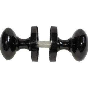 Door Knobs Round Victorian Mortice Knob Sprung - Black Nickel 56mm - Black by Betley Butterfly
